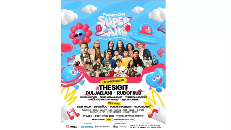The Sigit akan siap memeriahkan panggung Fandom Super Land di Braga City Walk Bandung pada 14 Oktober 2023, pukul 20.30 malam.