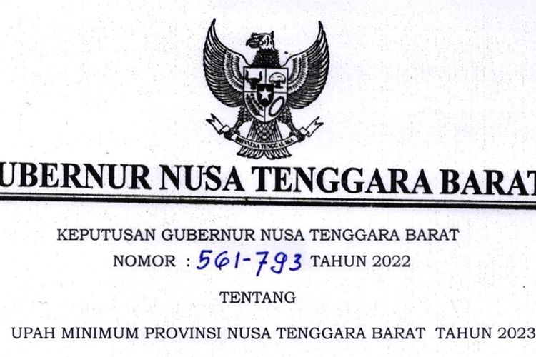 INFO GAJI NTB 2023: Link Download PDF SK Gubernur  UMP dan UMK: Kabupaten Lombok Utara Hingga Kota Mataram