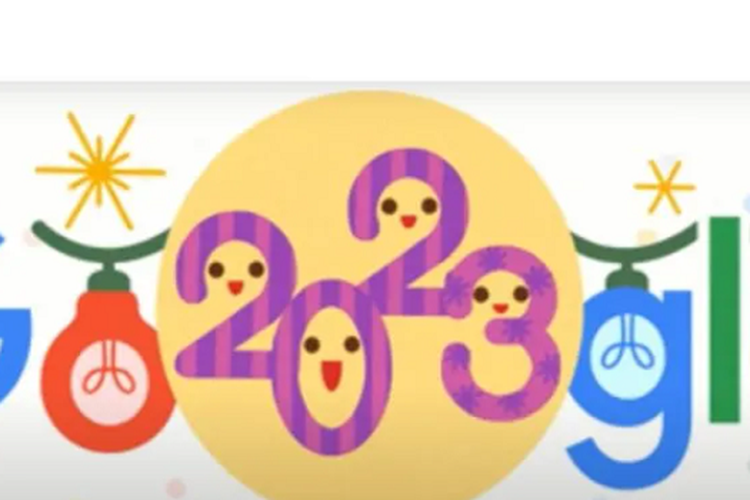 Peringati Pergantian Tahun Google Doodle Hadir dengan taburan confett