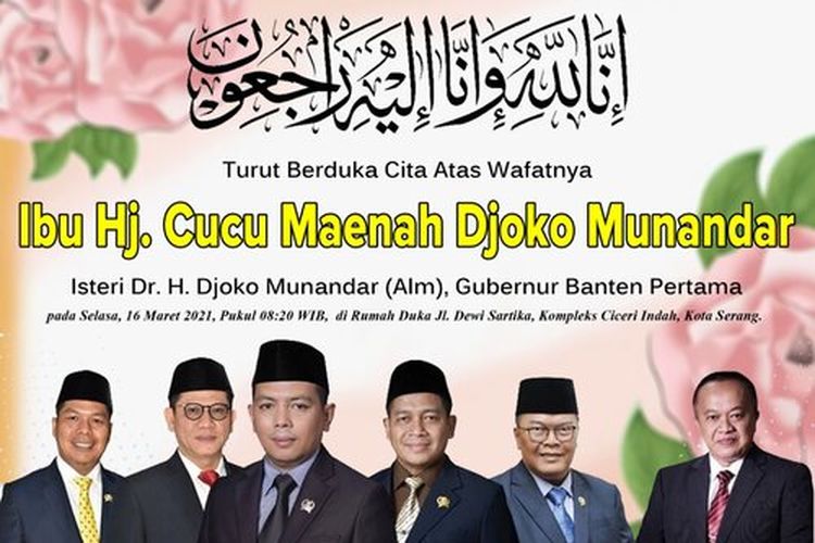 Iklan DPRD Banten Ucapan Duka Hj Cucu Maenah Djoko Munandar