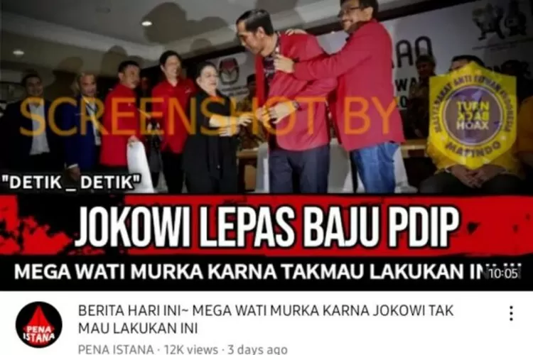 Tangkapan layar video yang menarasikan Jokowi lepas baju PDIP