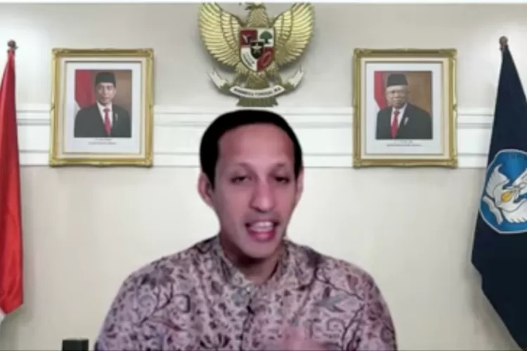 Tangkapan layar Mendikbudristek Nadiem Anwar Makarim pada peluncuran Merdeka Belajar episode ke-12 yang dipantau di Jakarta, Kamis ( (ANTARA/Indriani))