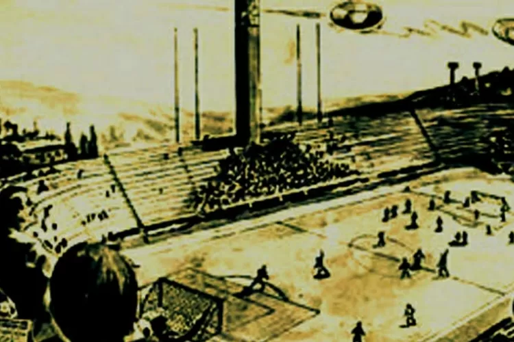 Ilustrasi UFO yang mengitari stadion Artemio Franchi