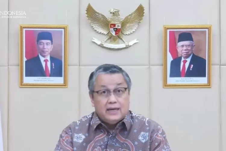 Gubernur Bank Indonesia (BI) Perry Warjiyo dalam Konferensi Pers Pengumuman Hasil Rapat Dewan Gubernur Bulan September 2021 secara daring di Jakarta, Selasa (21/09/2021).  ((ANTARA/Agatha Olivia))
