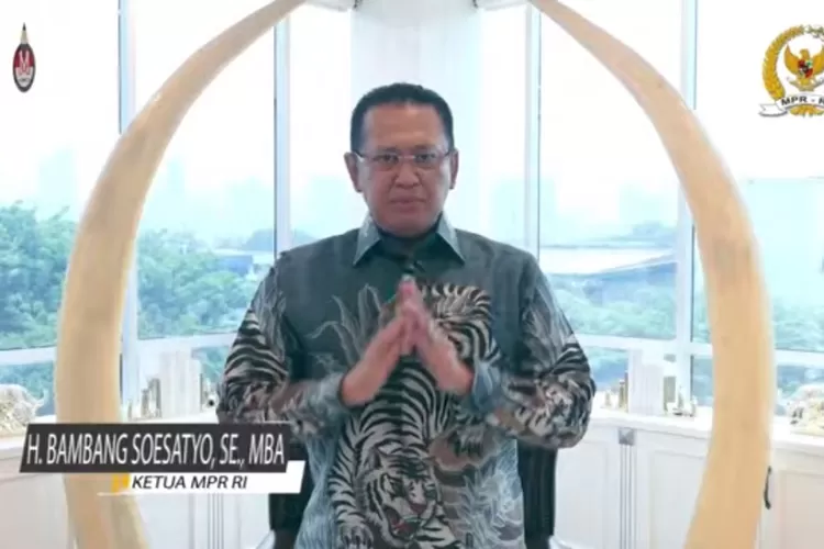 Tangkapan layar Ketua MPR Bambang Soesatyo saat membuka MONACO  2021.  (Dok SMA Muhammadiyah 1 Yogyakarta)