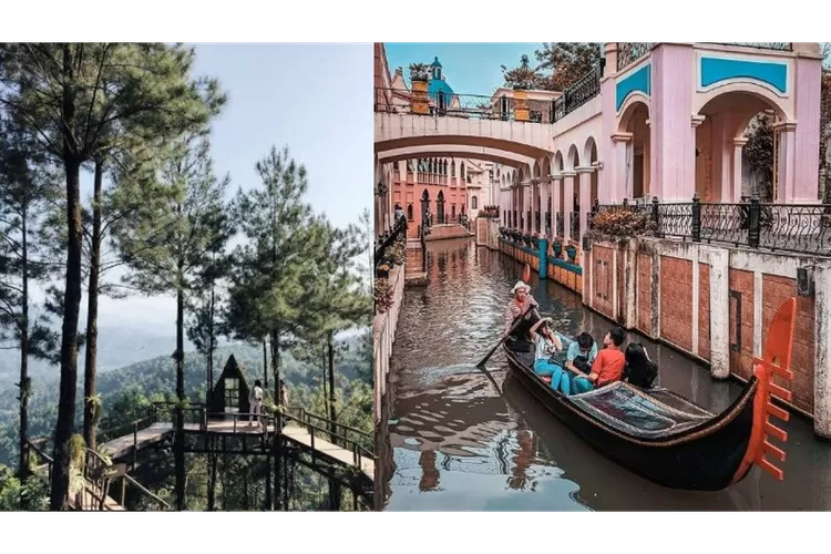Panorama Pabangbon (kiri) dan Little Vinece (kanan), dua tempat wisata di Bogor yang wajib kamu datangi di tahun 2021 ini. (Instagram/@explorewisatabogor/@wisata_bogor)