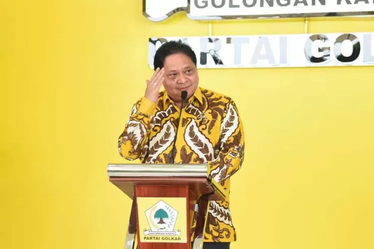 Airlangga Hartarto dalam sambutan HUT ke-57 Partai Golkar, Rabu, 20 Oktober 2021. (suaramerdeka.com / dok)