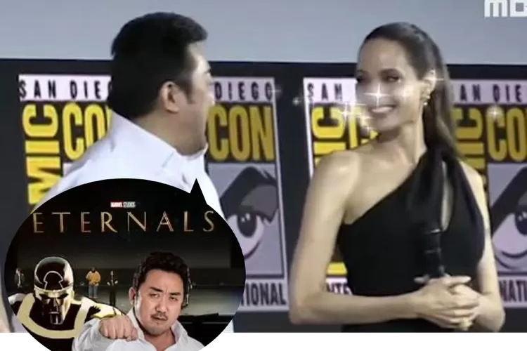Ma Dong Seok dan Angelin Jolie untuk film 'Eternal' garapan Studio Marvel (Tangkap layar YouTube/MBCentertainment dan olah digital oleh Enampagi.id)