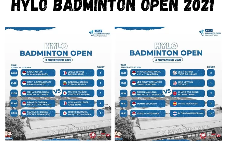 Babak 32 Besar Hylo Badminton Open 2021 Pada 3 November 2021, Berikut Line-Up dan Pemain Indonesia (IG @galerifajarian)