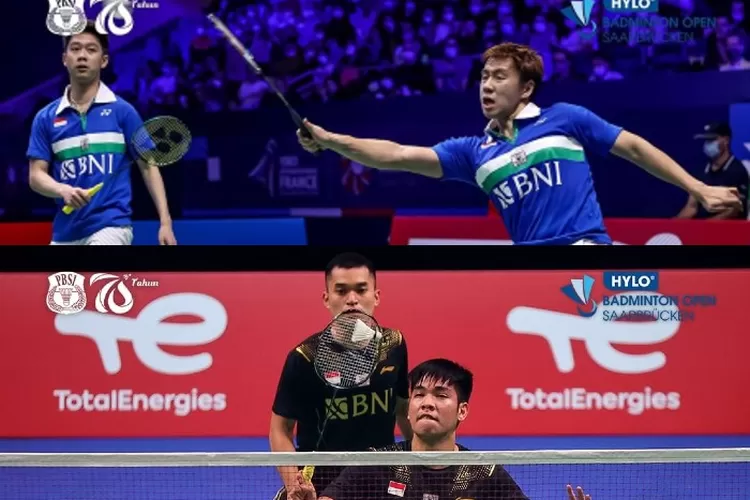 Tim ganda putra Indonesia dalam ajang Hylo Badminton Open 2021 (Kolase Instagram/@badminton.ina)