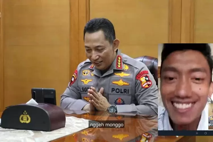 Kapolri Jenderal Listyo Sigit Prabowo saat berbincang dengan Teuku Tegar Abadi melalui layanan video call/Istimewa.