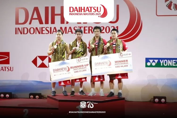 Indonesia tanpa gelar juara Daihatsu Indonesia Masters 2021 setelah Kevin-Marcus kalah di final melawan Hoki-Kobayashi. (instagram @badminton.ina)