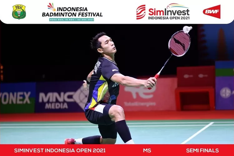 Jonatan Christie gagal melaju ke final Indonesia Open 2021 usai kalah dari Viktor Axelsen.  (instagram @badminton.ina)