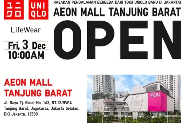  Uniqlo AEON Mall Tanjung Bara (Tangkapan layar story  Instagram @ Uniqloindonesia)