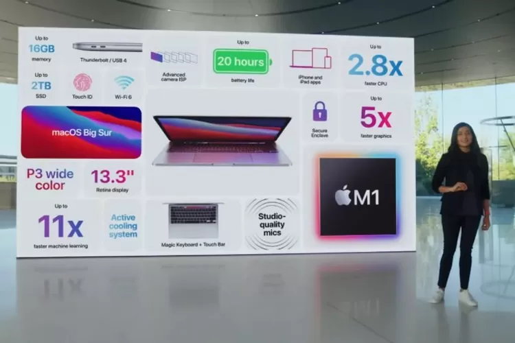 Shruti Haldea (Apple's Mac Product Line Manager), saat memperkenalkan MacBook Pro dengan Chip M1 pada 2020 lalu (Tangkapan Layar Channel YouTube Resmi Apple)