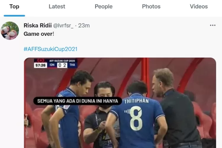 Game Over trending di Twitter usai Indonesia menelan kekalahan 0-4 atas Thailand di Final Piala AFF. 