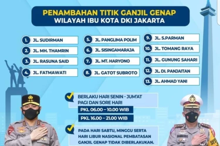 13 Titik Ganjil Genap Jakarta Pada Januari 2022, Ini Lokasi Lengkapnya ...