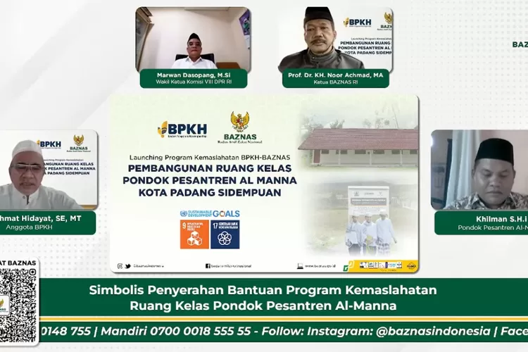 BPKH-Baznas RI menyerahkan bantuan ruang kelas  kepada Pesantren Al Manna Kota Padang Sidempuan, Kamis (27/1/2022). (Jakarta, BPKH- Baznas, bantuan )