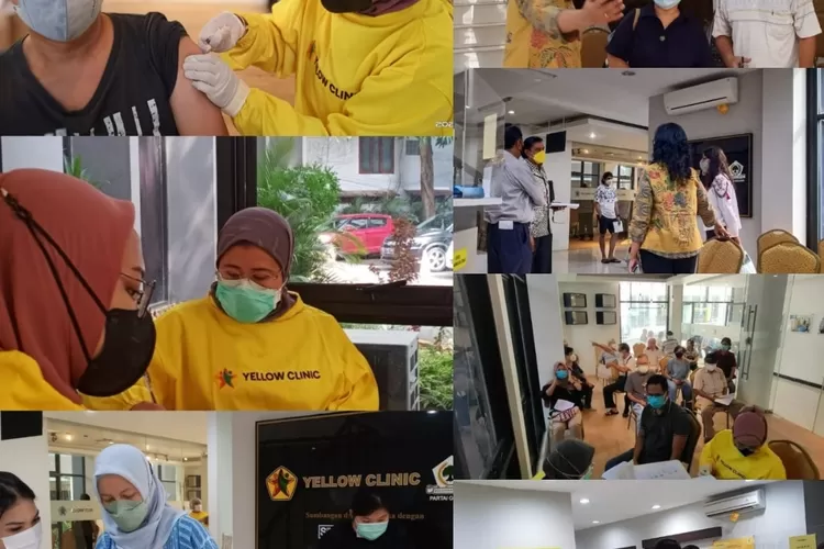 Yellow Clinic Partai Golkar melakukan vaksinasi dosis lanjutan (booster) setelah juga melayani dosis pertama dan kedua di sentra vaksin DPP Golkar, Slipi maupun beberapa sekolah di Jakarta Barat serta dalam kegiatan perayaan Natal Nasional Partai Golkar di Salatiga  (AG Sofyan)