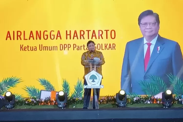 Ketua Umum DPP Partai Golkar,Airlangga Hartarto dalam pidatonya saat Perayaan Natal Nasional Partai Golkar 2021 yang diselenggarakan di Salatiga, Jawa Tengah, Sabtu (29/1/2021).