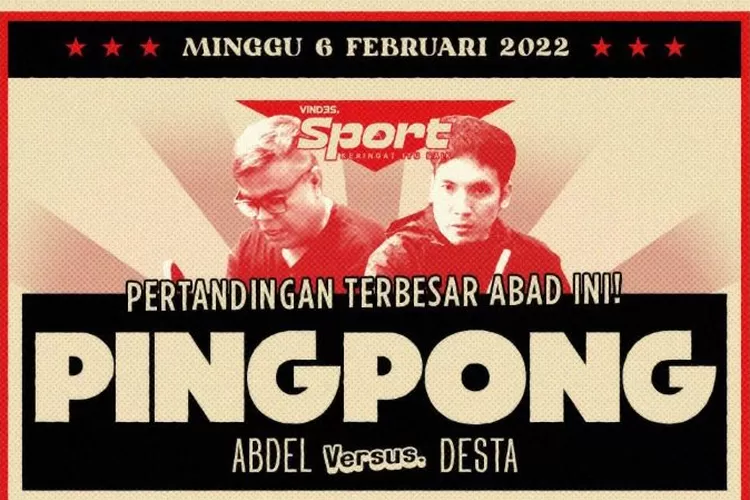 Banner pertandingan pingpong Abdel vs Desta (twitter @desta80s)