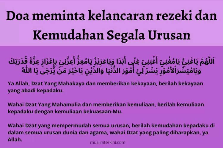 Doa Meminta Kelancaran Rezeki Dan Kemudahan Segala Urusan Arab Latin ...