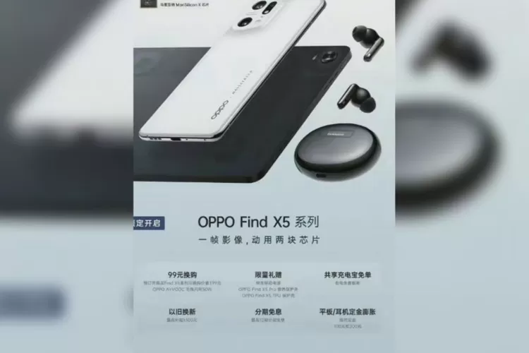 Desain Oppo Pad, Oppo Find X5, dan TWS Oppo Enco X2 Bocor Dalam Sebuah Poster Online (Tangkapan Layar Postingan Weibo via Gizmochina)