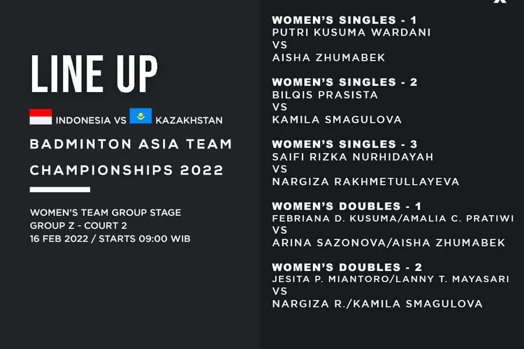 Jadwal Pertandingan BATC 2022 Day 2 Grup Z Tim Putri Indonesia di Badminton Asia Team Championships (Instagram @badminton.ina)