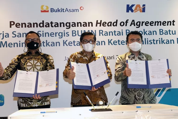 PLN, PTBA dan KAI menandatangani Head of Agreement (HoA)