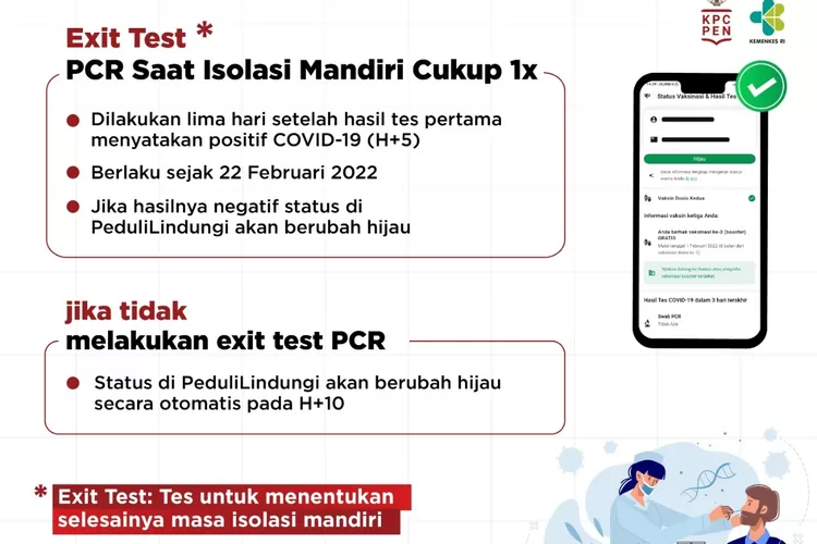 Aturan soal exit test PCR (laman kemkes.go.id)