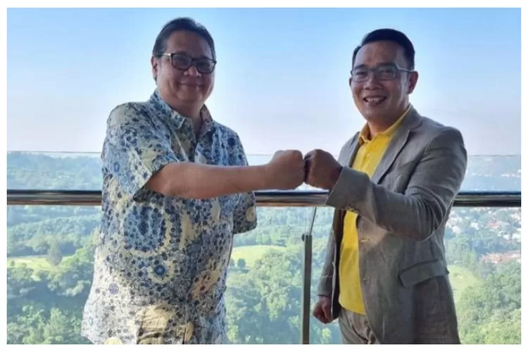 Gubernur Jawa Barat Ridwan Kamil bersama Airlangga Hartarto.  (Instagram)