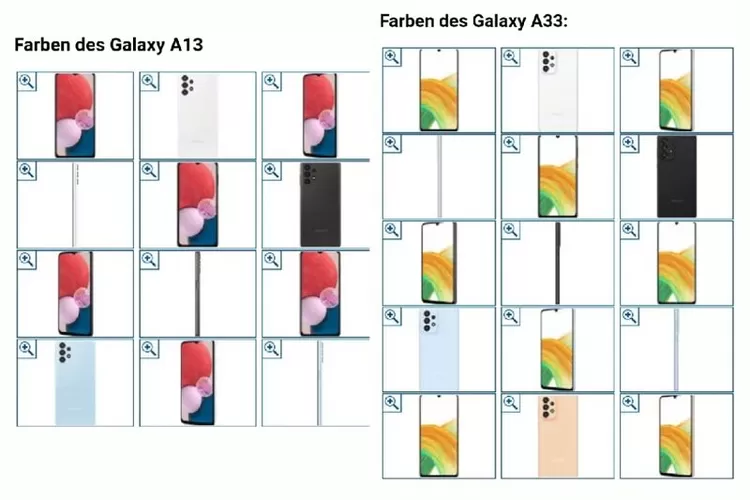 Bocoran Tampilan HP Samsung Galaxy A13 4G dan HP Samsung Galaxy A33 5G (Tangkapan Layar Situs WinFuture.de)