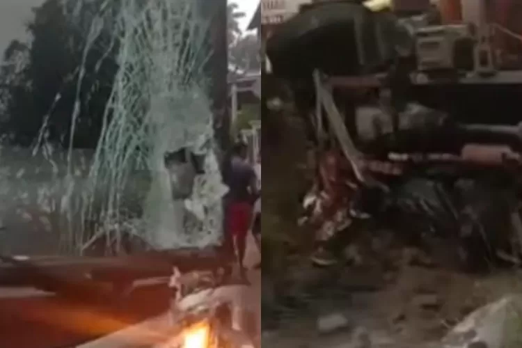 Kecelakaan Jambu Kabupaten Semarang, Truk Pasir Ditabrak Bus hingga Terguling, Kabin Truk Hancur (YouTube Guswall Official)