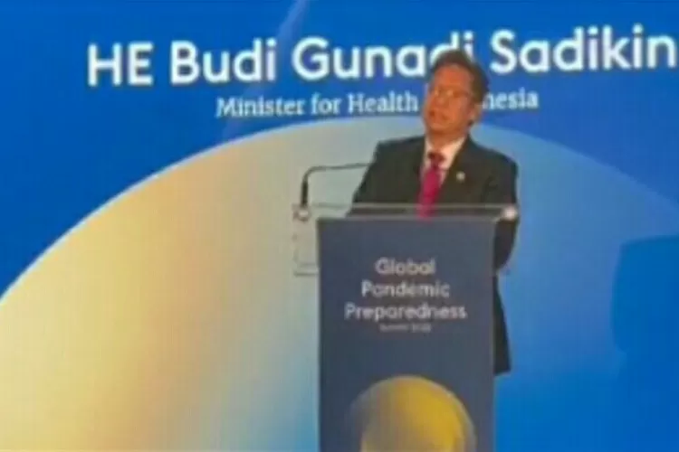 Menkes Budi Gunadi Sadikin berpidato di Global Pandemic Preparedness Summit Oslo 2022. (Kemenkes.)