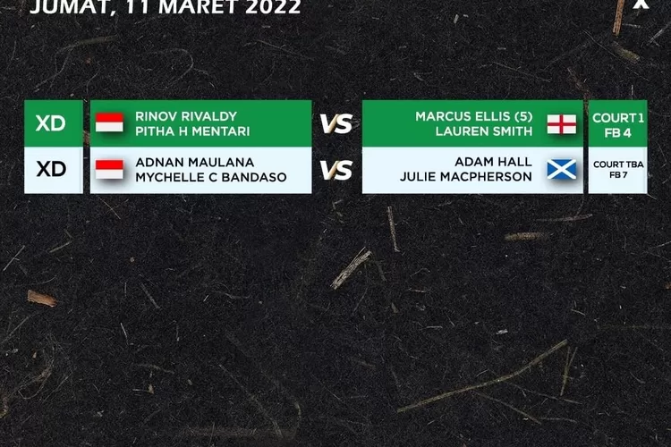 Pertandingan perempat final German Open 2022, hanya tersisa ganda campuran Indonesia yang akan bertanding. Saksikan jalannya pertandingan di live streaming berikut. (Instagram @badminton.ina)