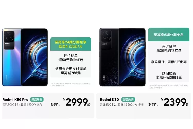 Xiaomi Resmi Merilis Dua Smartphone Anyar Mereka, HP Redmi K50 dan Redmi K50 Pro (Tangkapan Layar Situs Resmi Xiaomi China)