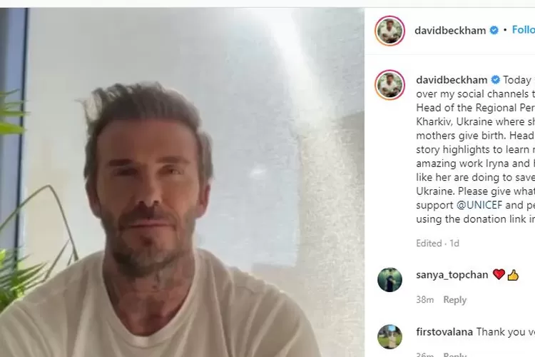 David Beckham mengumumkan melalui akun Instagramnya (Instagram/ David Beckham)