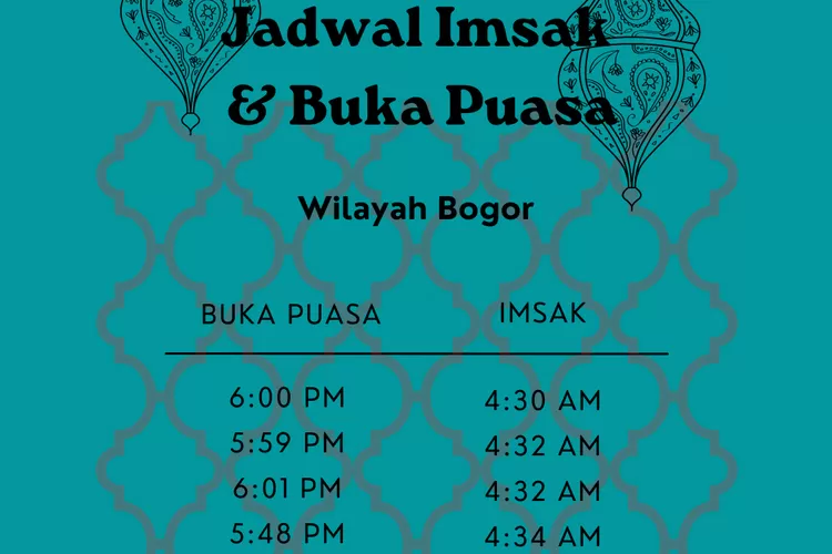 Inilah jadwal imsak dan buka puasa Ramadhan 2022 untuk wilayah Kabupaten dan Kota Bogor. (Koleksi pribadi Enampagi.id)