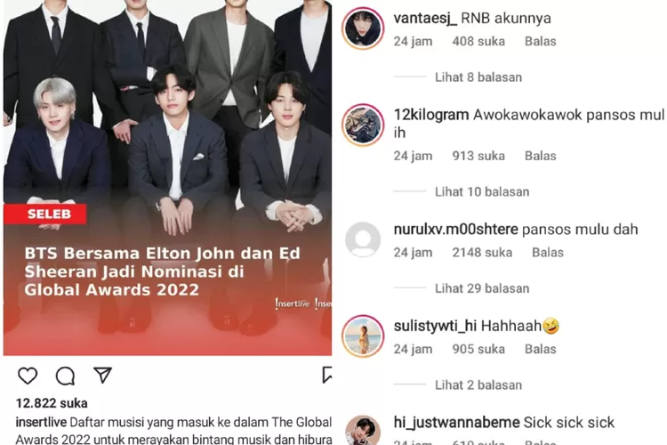 Coba Redam Emosi  ARMY dengan Postingan BTS, Akun Instagram Insert  Malah Dibilang Pansos (Instagram @insertlive)