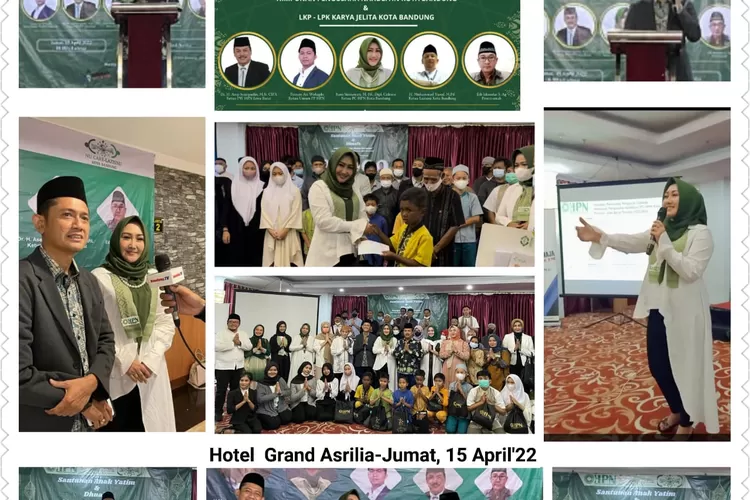 Kolase foto PC HPN Kota Bandung bersinergi dengan LKP &ndash; LPK Karya Jelita menyelenggarakan Program bantuan sosial "Santunan Anak Yatim ,Dhuafa dan Iftar atau Buka Puasa Bersama serta beasiswa Kursus Wirausaha dalam rangka Berbagi kebahagiaan mengisi ibadah di Bulan Suci Ramadhan 1443 H. (Dok. PC HPN Kota Bandung)