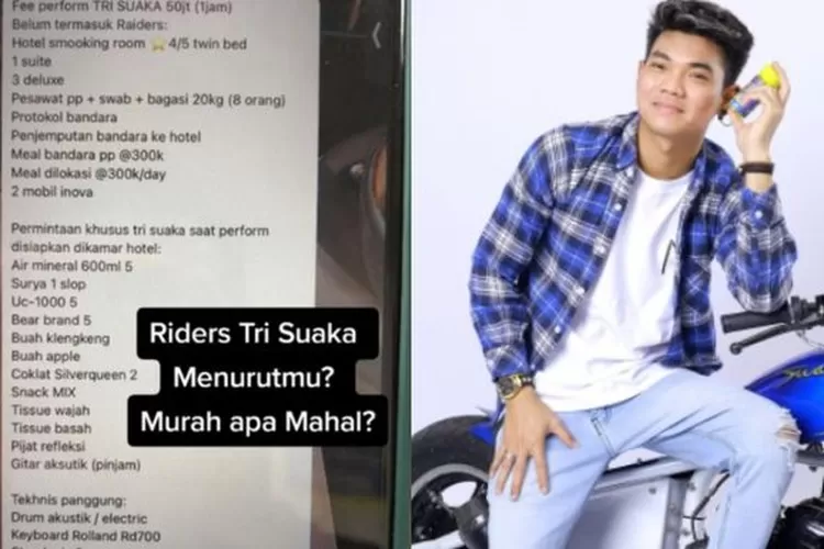 Unggahan warganet tentang tarif dan rider Tri Suaka. (Tiktok Ekko Instagram @xdjtrisuaka)