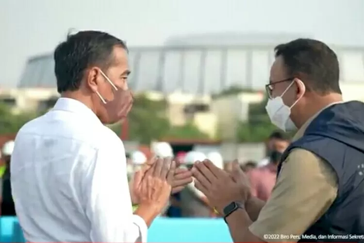 Presiden Jokowi dan Gubernur Anies. (Tangkapan layar YouTube Sekretariat Presiden.)