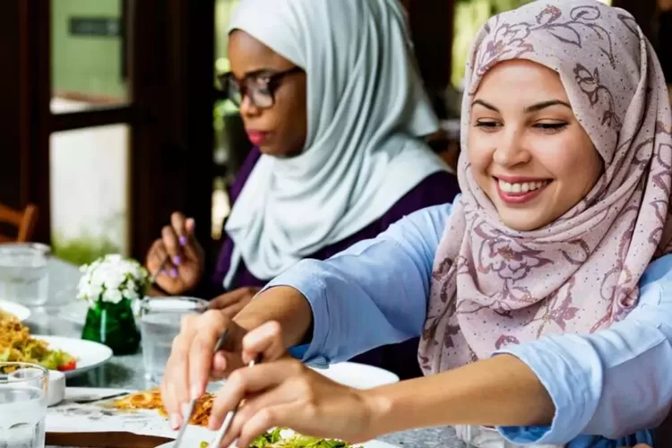 Ilustrasi muslim menyantap menu simpel tapi bikin wah di momen Lebaran 2022