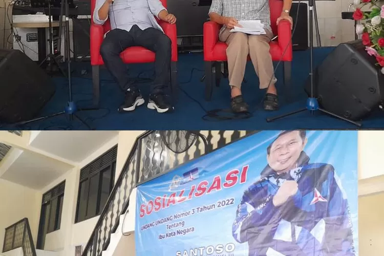 Anggota Komisi III DPR RI dari fraksi Partai Demokrat  Santoso dan mantan anggota DPD RI Marwan Batubara menggelar sosialisasi UU No 3 Tahun 2022 tentang IKN, Sabtu (14/5/2022).