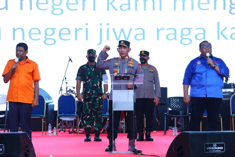 Kapolri Jenderal Pol Listyo Sigit Prabowo Pidato Wakili Pemerintah Pada Puncak Hari Buruh (Sadono)