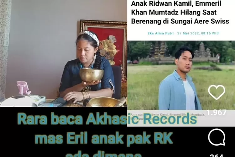 Pawang hujan Rara Istiati Wuloandari saat meramal kondisi Eril (Instagram @rara_cahayatarotindigo)