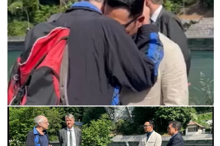 Pelukan warga bern Swiss yang menyelematkan adik Eril (Dok. Kemlu.RI)