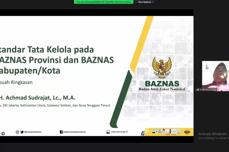 Baznas RI menyelenggarakan standar Tata Kelola Pada Baznas Provinsi dan Kabupaten/ Kota secara daring, Selasa (31/5/2022).
