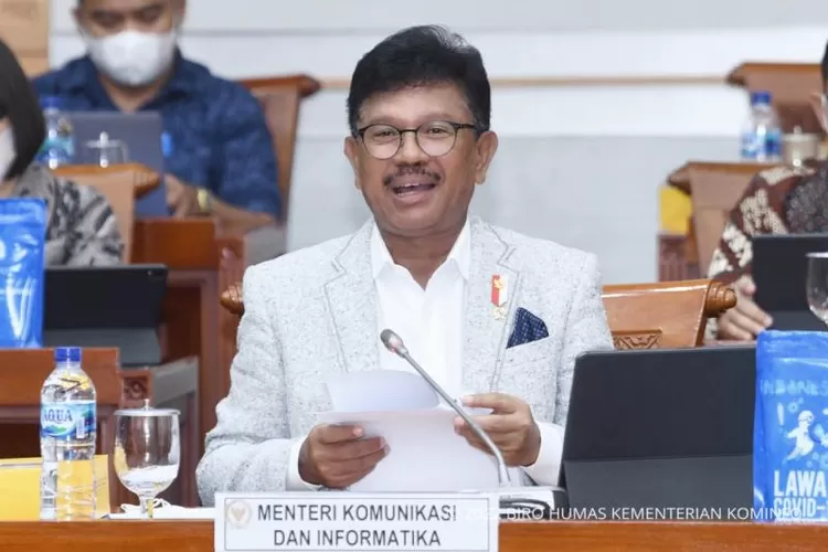 Menkominfo Johnny G Plate dalam Rapat Kerja bersama Komisi I DPR RI di Gedung DPR RI Jakarta Pusat, Rabu (8/6/2022). (Kemenkominfo)