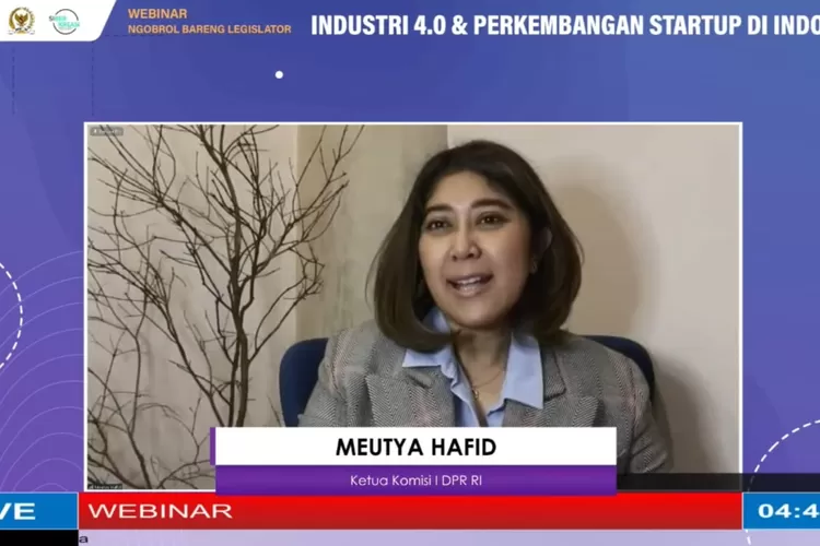 Meutya Hafid saat menjadi keynote speaker dalam acara webinar Ngobrol Bareng Legislator bertajuk Industri 4.0 dan Perkembangan Startup di Indonesia. 